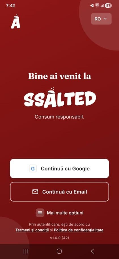 SSALTED — ecran de autentificare Android